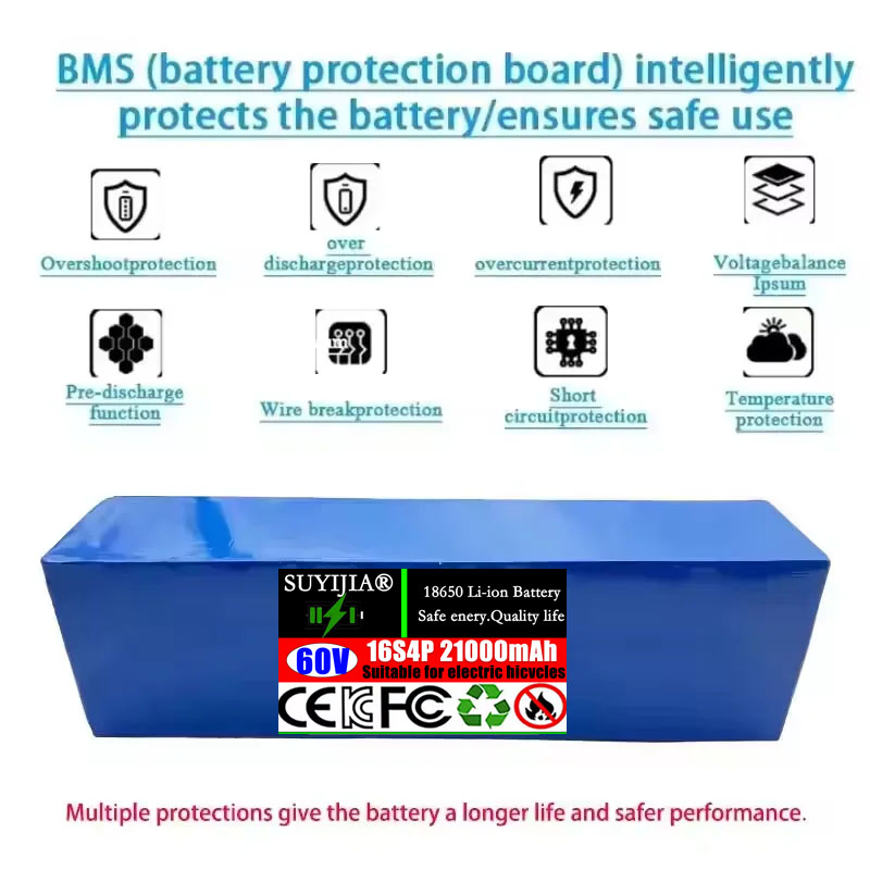 60V 21Ah New 18650 16S4P 1800W - огляд і ціна 60V 30Ah Electric Scooter Battery